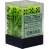 Chessex 12mm D6 Set: Vortex Bright Green W/Black (36)