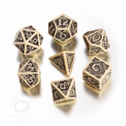 Q-Workshop Beige & Black Celtic 3D Dice Set (7) (Last Chance) -Gamegenic Store QWSSCER18