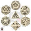 Q-Workshop Beige & Black Steampunk Dice Set (7) (Last Chance) -Gamegenic Store QWSSSTE18