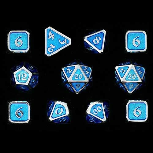 Die Hard Dice Polyhedral Set: Mythica - Platinum Aquamarine (11) (Last Chance) 3 Die Hard Dice Polyhedral Set: Mythica - Platinum Aquamarine (11) (Last Chance)