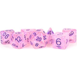 Metallic Dice Games: 16mm Polyhedral Set - Flash - Pink With Purple (7) (Last Chance)