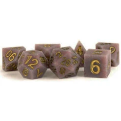 Metallic Dice Games: 16mm Sharp-Edge Polyhedral Set - Silicone Rubber - Volcanic Soot
