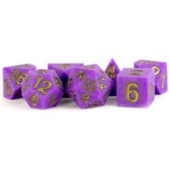 Metallic Dice Games: 16mm Sharp-Edge Polyhedral Set - Silicone Rubber - Regal Ricochet