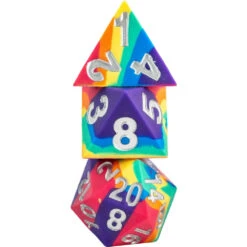 Sharp-Edge Polyhedral Set: 16mm Silicone Rubber - Rainbow (7) -Gamegenic Store md784 3