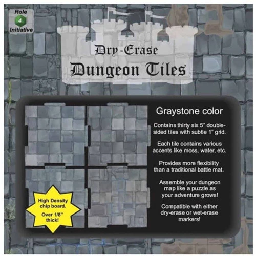Dungeon Tiles: Dry-Erase Square Tiles 5" - Graystone (36) 3 Dungeon Tiles: Dry-Erase Square Tiles 5" - Graystone (36)