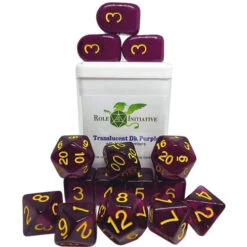 R4I Dice W/ Arch'd4: Translucent - Dark Purple W/ Yellow (15) (Last Chance)
