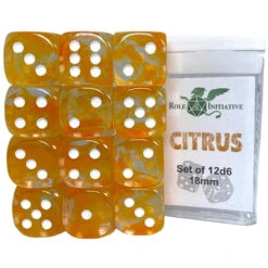R4I Dice: 18mm D6 Cube - Diffusion Citrus (12) (Preorder)