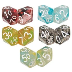 R4I Dice: Diffusion - Oversized D10 Set - Varied Colors (5 Pairs) (Last Chance)
