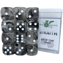 R4I Dice: 18mm D6 Cube - Diffusion Wraith (12) (Preorder)