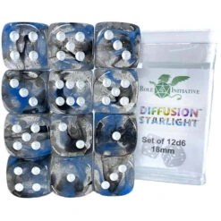 R4I Dice: 18mm D6 Cube - Diffusion Starlight (12) (Preorder)